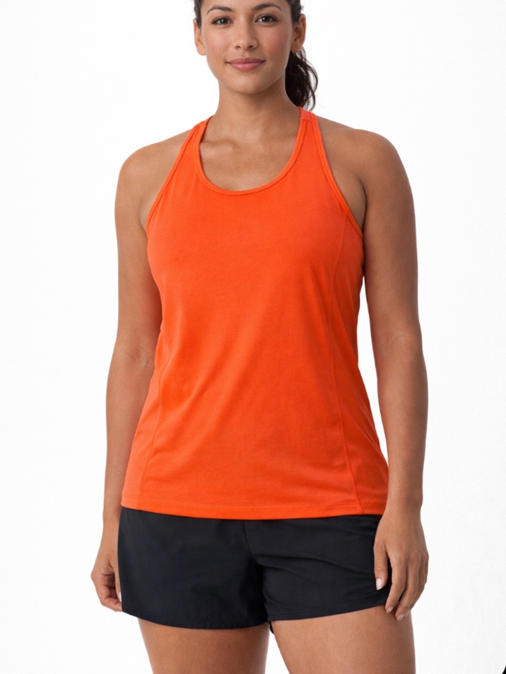 Danskin Now Fluorescent Orange Racerback Tank Top Athletic Workout Activewear